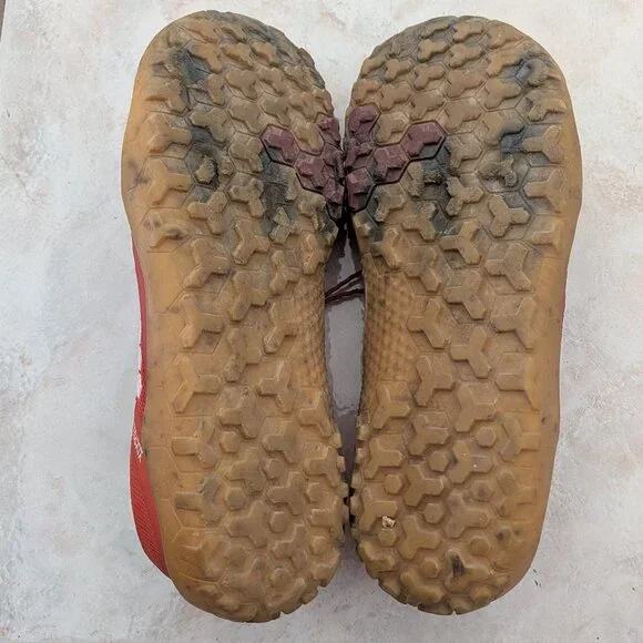 USED Vivobarefoot Mens Primus Trail II FG Textile Synthetic Fiery Coral Trainers
